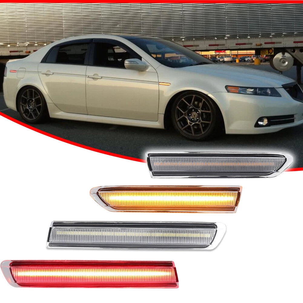 Amber Red LED Bumper Side Marker Indicator Lights for Acura TL (2004–2008)