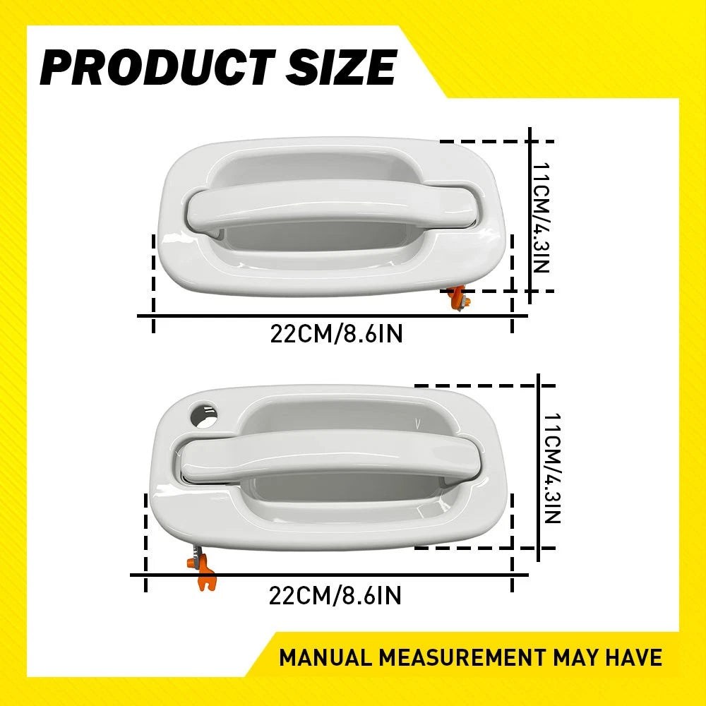 2X Front Exterior Door Handles for Chevy Silverado Sierra (1999–2007) - Olympic White