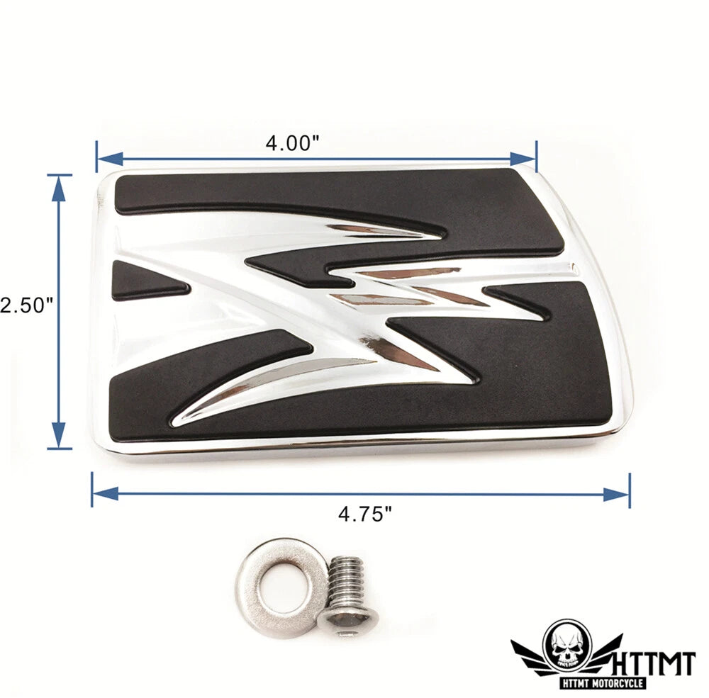 Chrome Lightning Flash Large Brake Pedal Pad for Harley Dyna FLD (2012–2017)