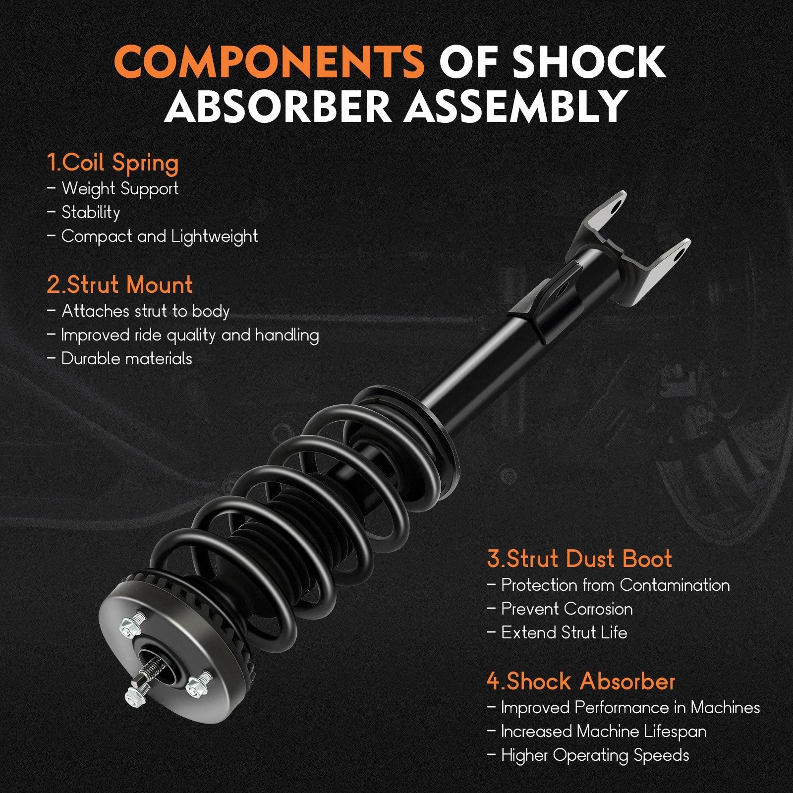 Complete Struts Spring Mounts & Shock Front Pair for Chrysler 300 (2011–2020) RWD