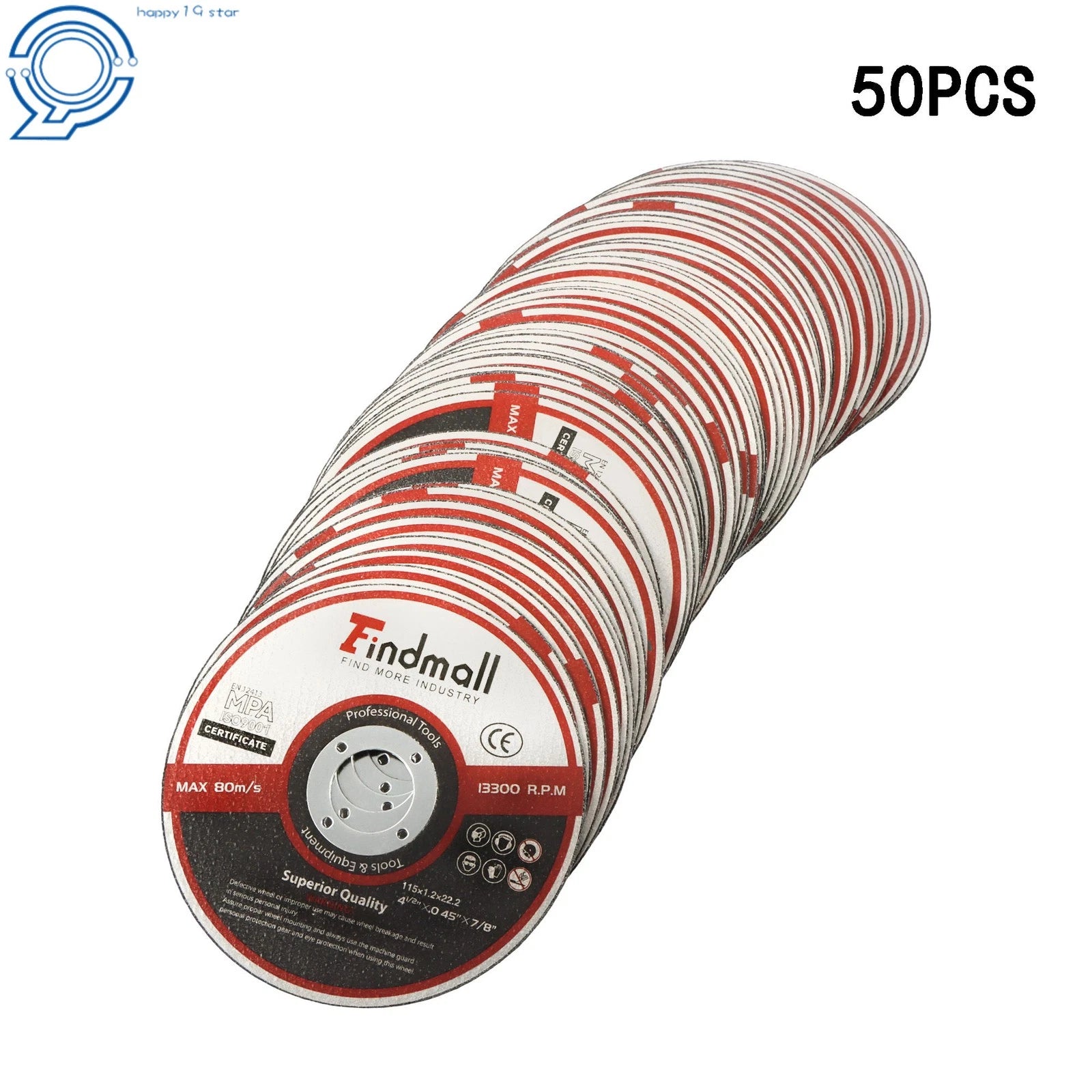 Set of 50 Metal & Stainless Steel Cut Off Wheels for Die Grinders (4.5"x3/64"x7/8")