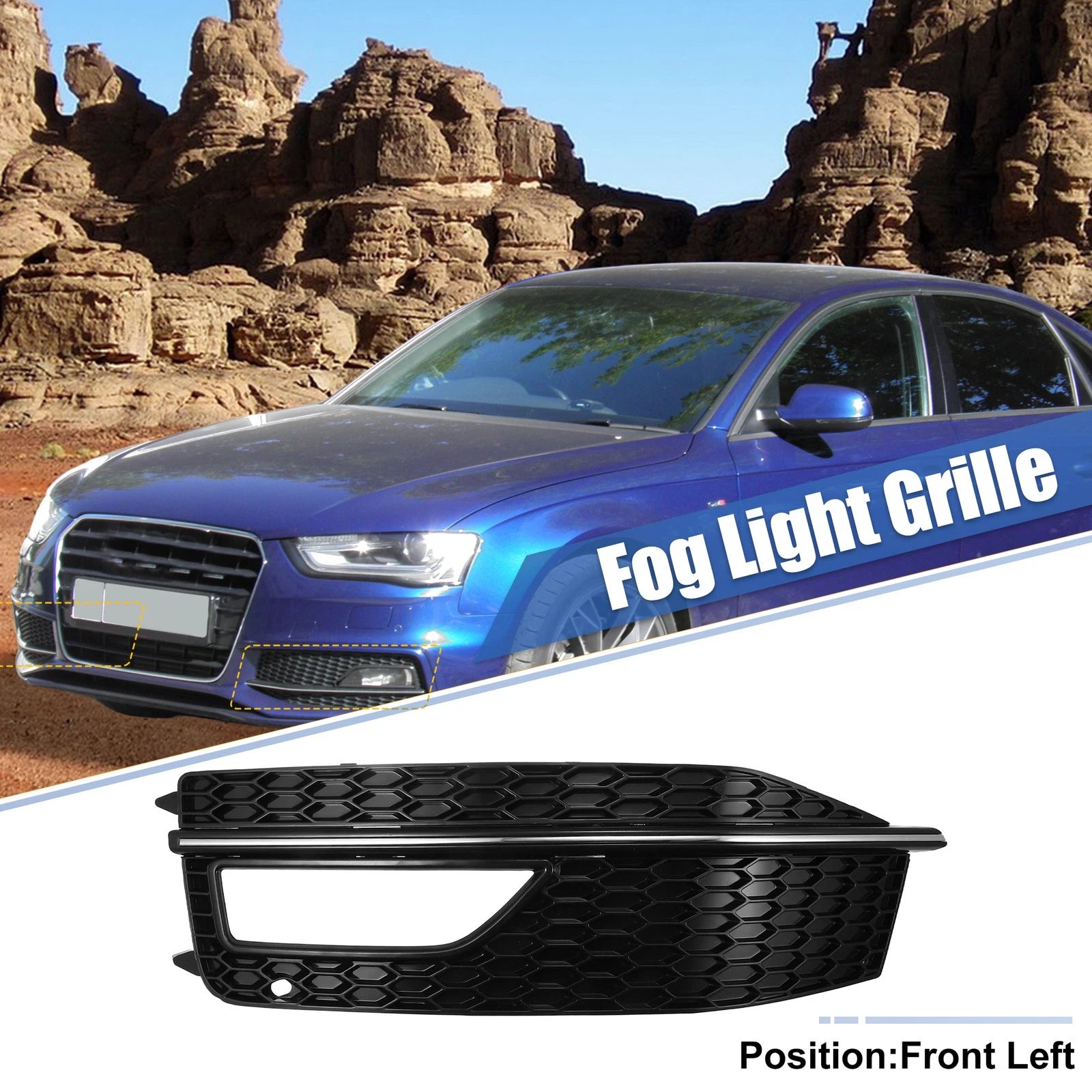 1pc Front Left Fog Light Grille Cover for Audi A4 S4 S-line (2013–2015) 8K0807681L