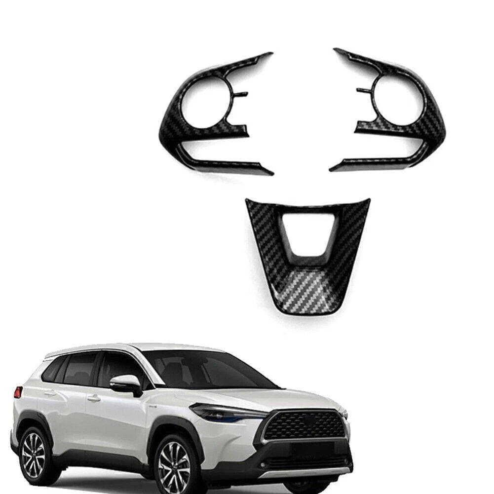 3pcs Carbon Fiber Steering Wheel Trim Cover for Toyota Corolla (2019–2024)