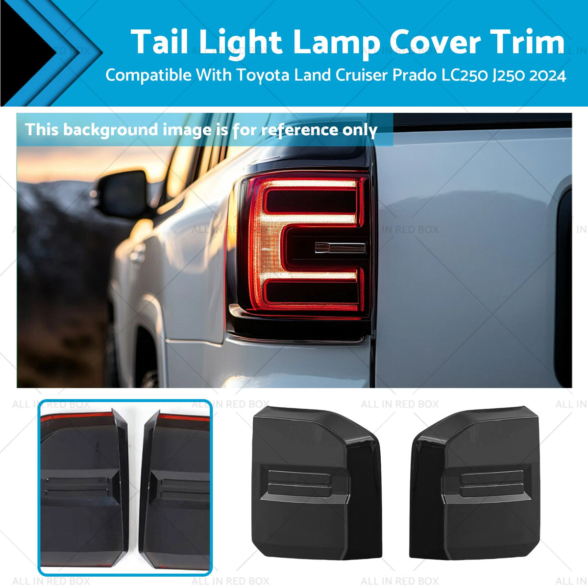 2X Tail Light Lamp Cover Trim for Toyota Land Cruiser Prado (2024)