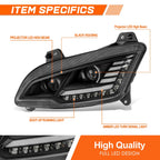 Full LED DRL Sequential Projector Headlight Lamps for Peterbilt 579 (2022–2025)