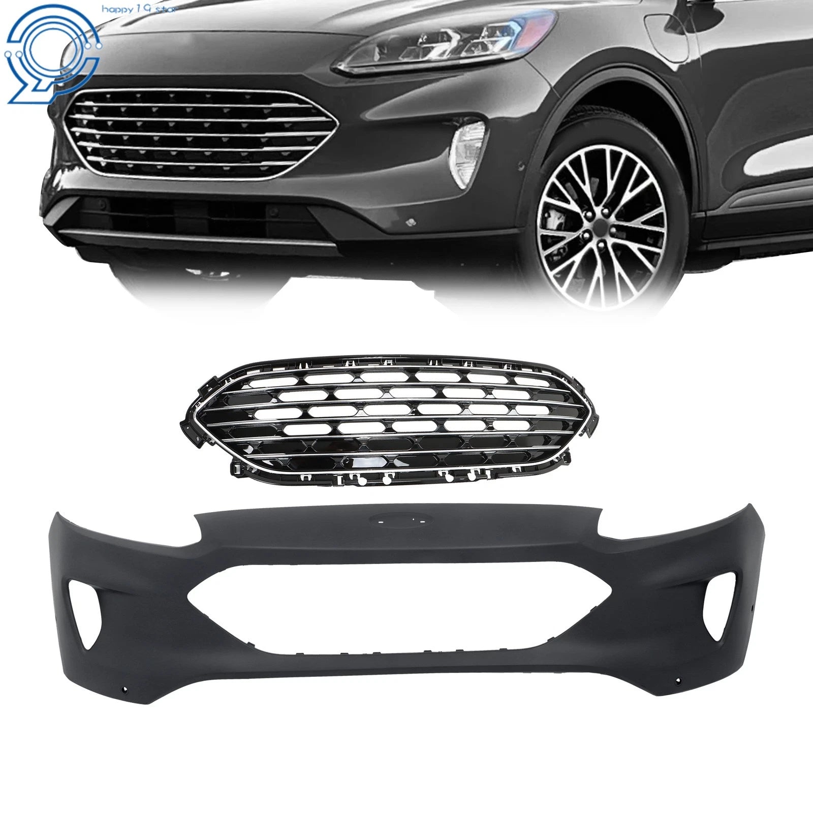 Complete Front Bumper & Chrome Grille for Ford Escape (2020-2022)