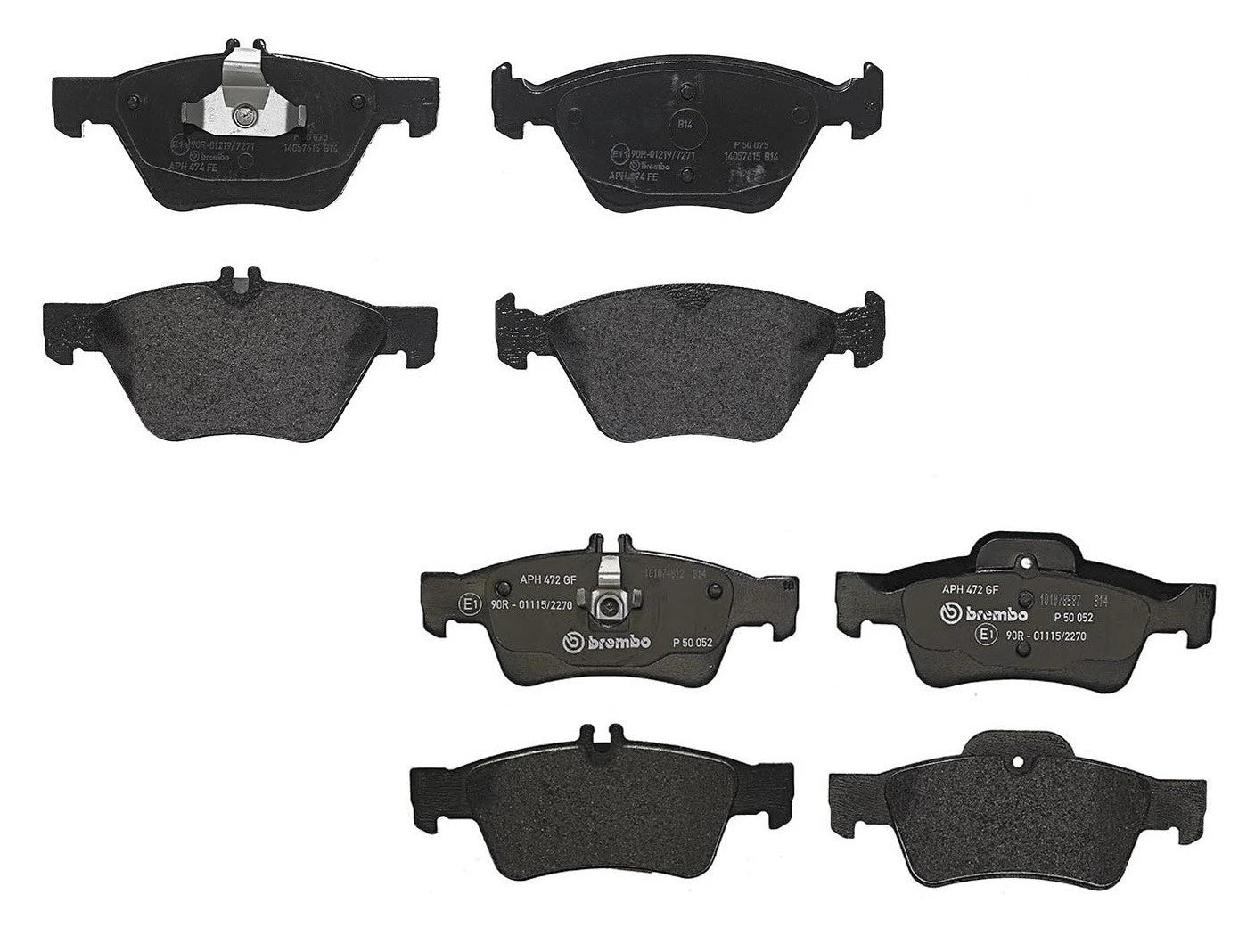 Set of 4 Brembo Low-Met Brake Pads for Mercedes W211 S211 E350 (2003–2009)