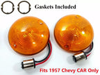 Amber LED Parking Light Turn Signal Lamp Pair with Gaskets for 1957 Chevy