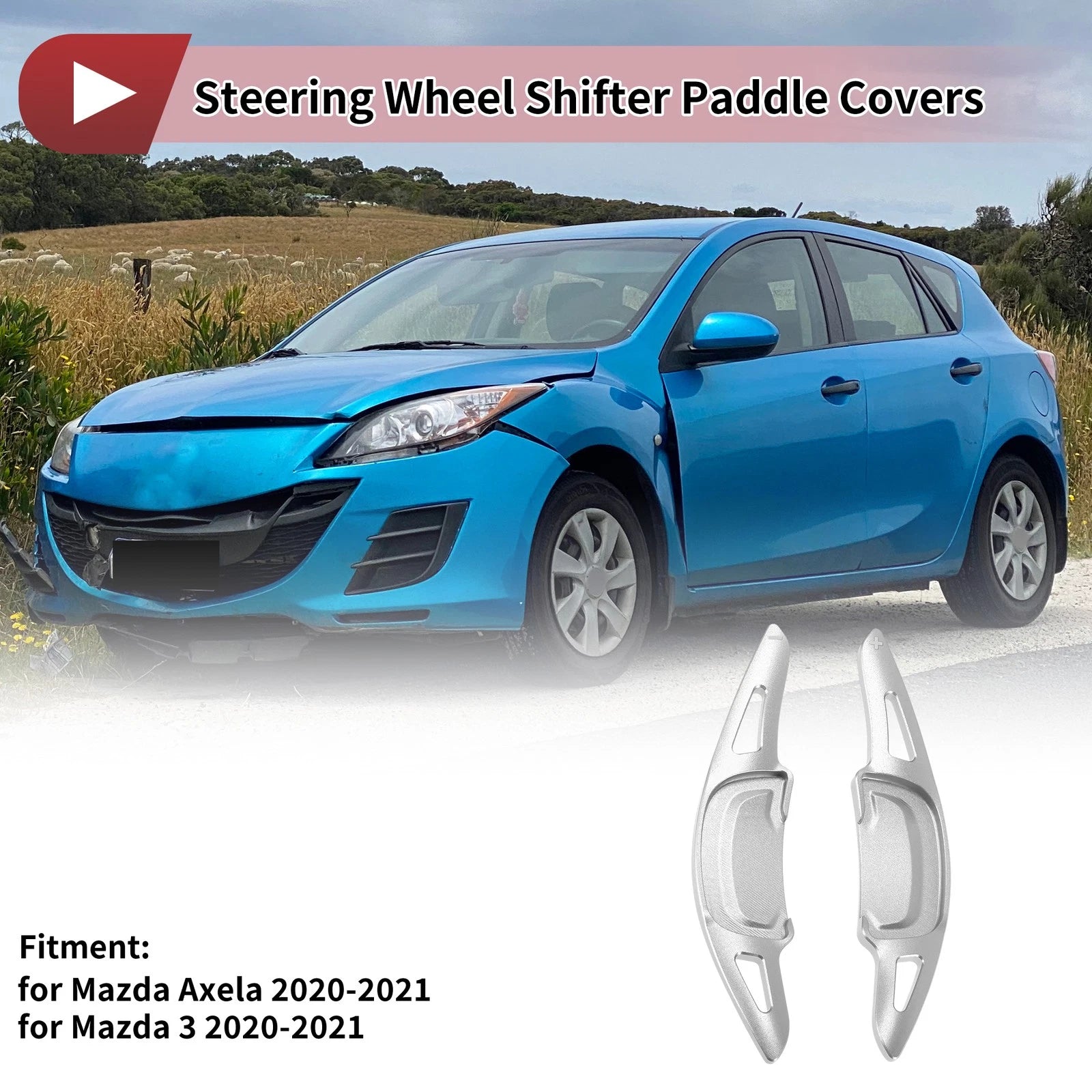 Set of 2 Silver Tone Aluminum Alloy Steering Wheel Paddles for Mazda Axela (2020–2021)