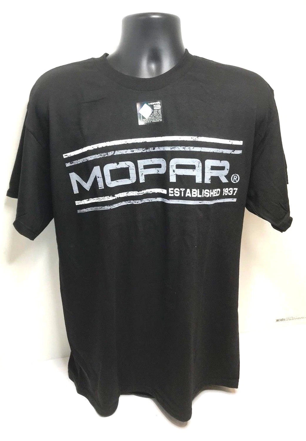 Licensed Mopar T-Shirt with White Established 1937 Emblem for Dodge Jeep RAM
