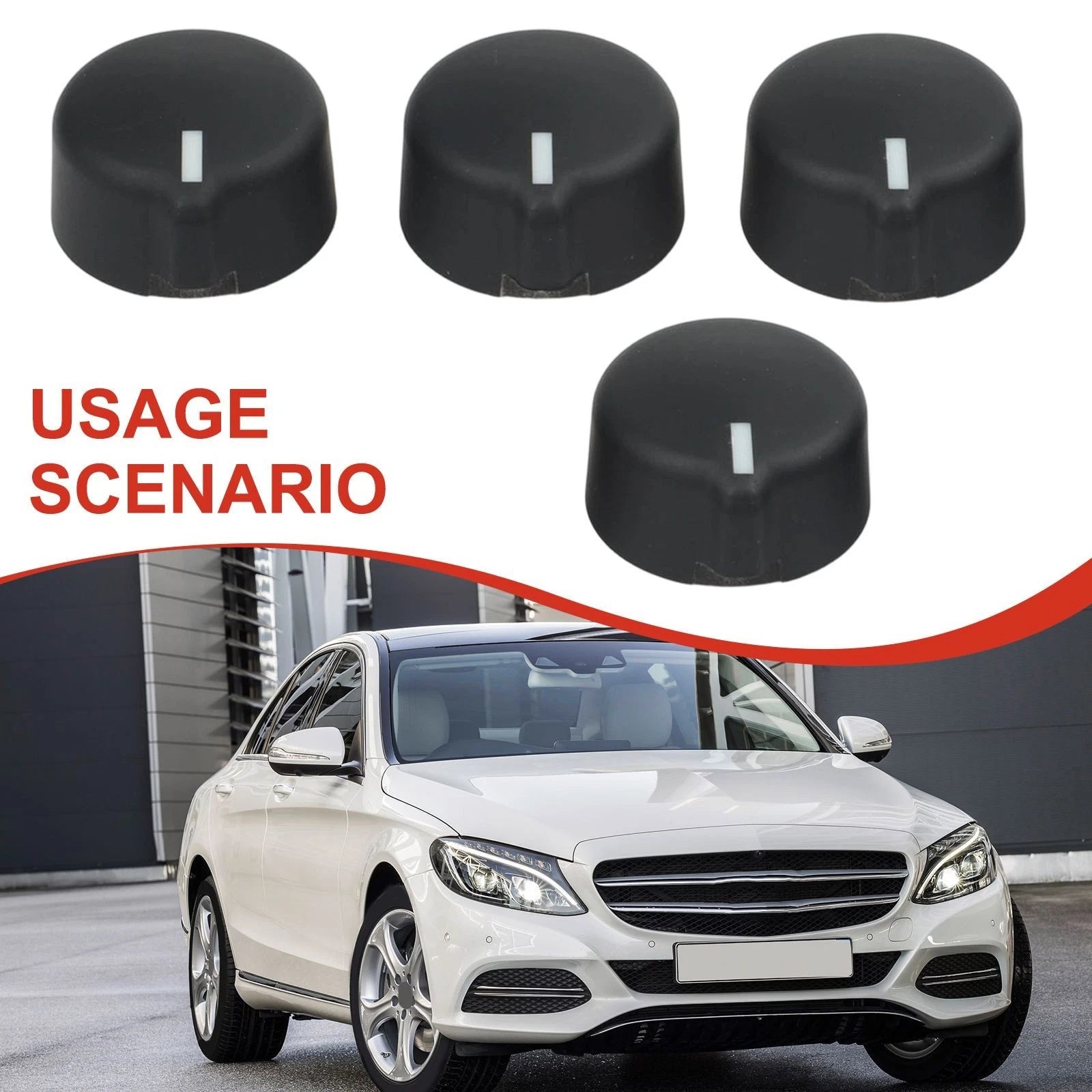 Set of 4 Air Conditioner Control Button Knobs for Mercedes C Class W203 (2001–2007)