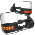 Chrome Manual Side Towing Mirror with LED Amber Signal for Chevy Silverado (2007–2014)