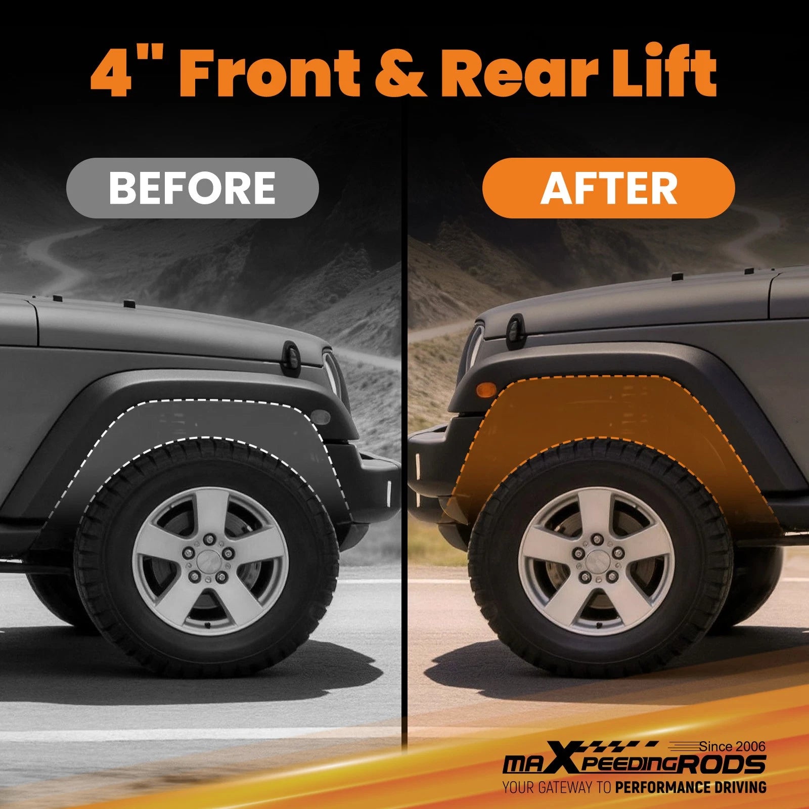 4" Lift Kit for Jeep Wrangler Unlimited 4-Door (2007–2017)