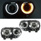 Set of 2 Black Halogen Headlights for Dodge Challenger (2015â2018)