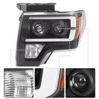 Pair Black Projector Headlights with LED DRL for Ford F150 (2009-2014)