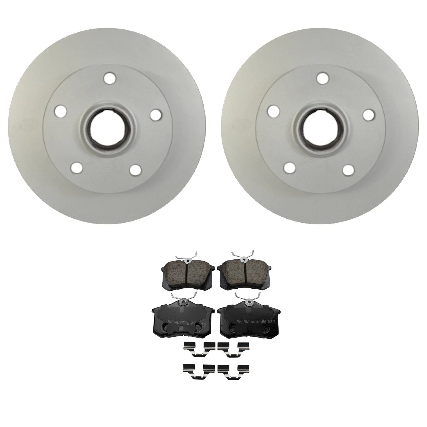Set of 2 Hella Rear Rotors & Akebono EURO Ceramic Brake Pads for Audi A4 (1997–2000)
