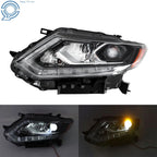 Headlight Set for Nissan Rogue (2014–2016) Right + Left Chrome LED Clear Lens