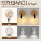 2X Wireless Wall Sconces Farmhouse LED Lights Fixture Rustic Wood