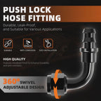 8AN to 1/2" Barb 90 Degree Push Lock Hose End Fitting (2000PSI)
