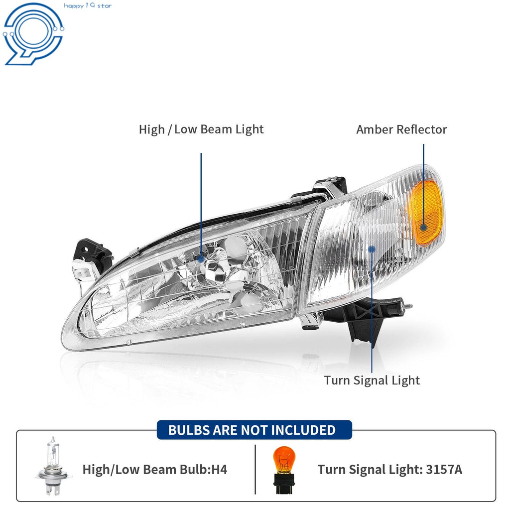 Set of 2 Headlight & Corner Parking Lights for Toyota Corolla (1998–2000)