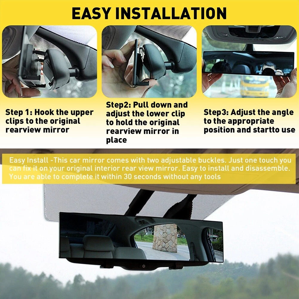 240mm Wide Clear Clip-On Rear View Mirror for Universal Fit (YYYY–YYYY)