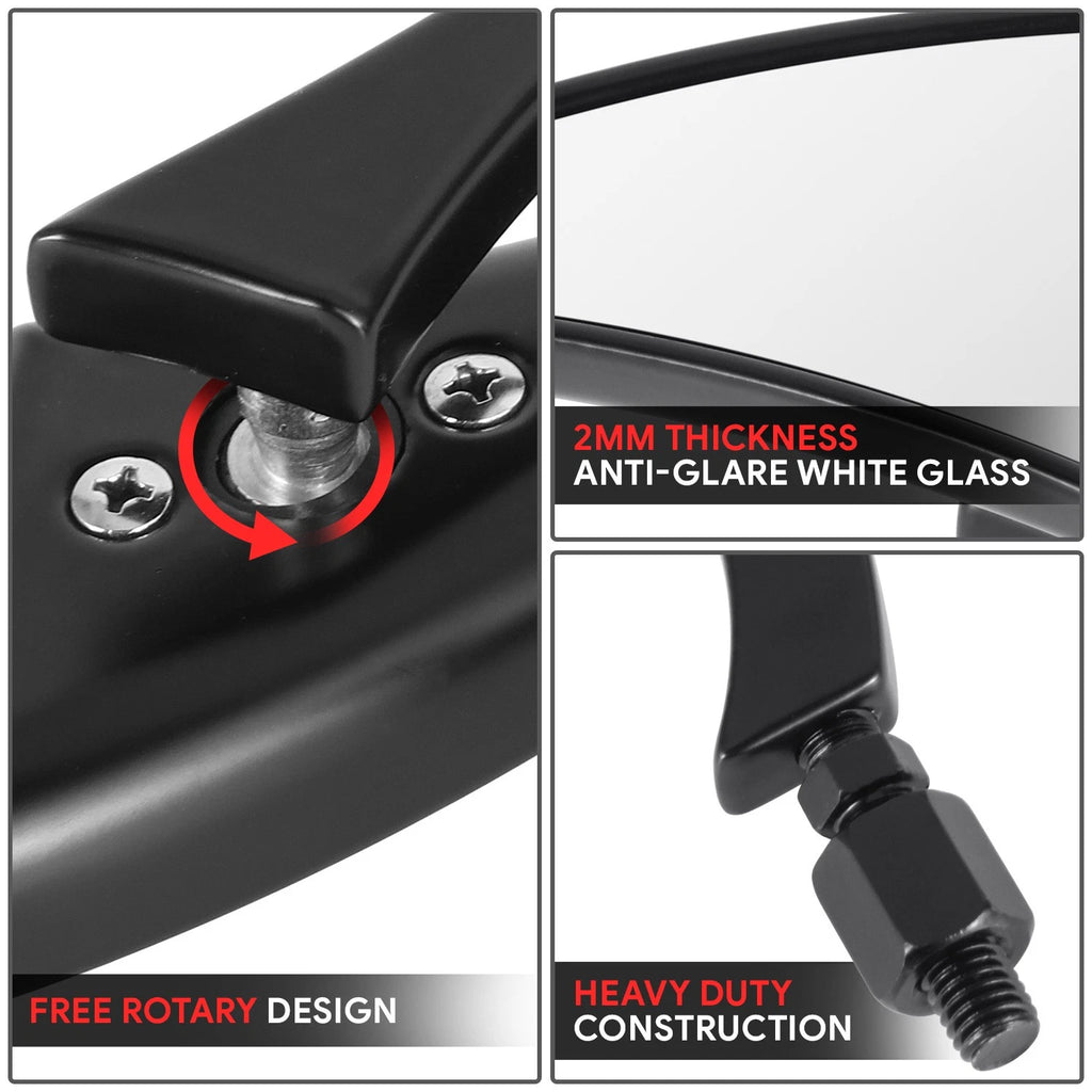 Axe Black Triangle Anti-Glare Side View Mirrors for Universal Naked Bike Cruiser