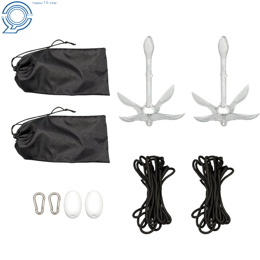 2X Silver Marine Kayak Folding Anchor Kit for PWC Canoe Jet Ski