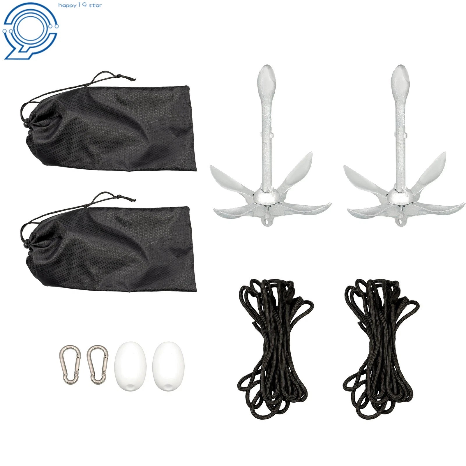 2X Silver Marine Kayak Folding Anchor Kit for PWC Canoe Jet Ski