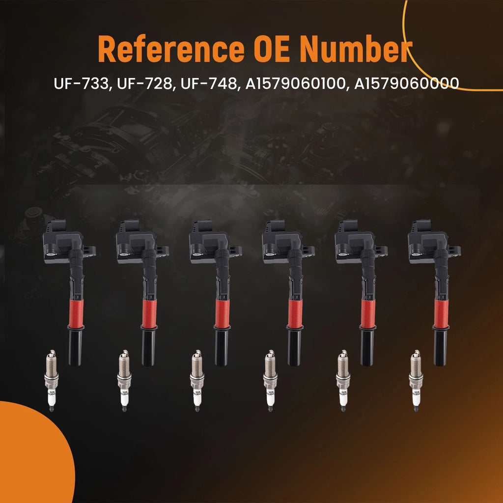 6x Ignition Coil & Spark Plug Set for Mercedes-Benz ML350 (2012–2015) UF748