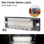 6X LED 8" White Turn Tail Brake Light for Pickup Truck