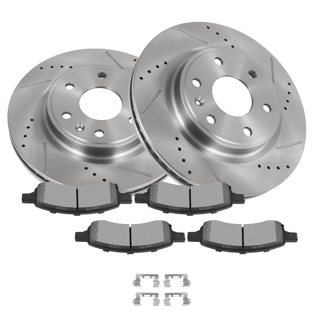 Front Drilled Slotted Rotors Brake Pads for Chevrolet Traverse GMC Acadia (2009–2023)