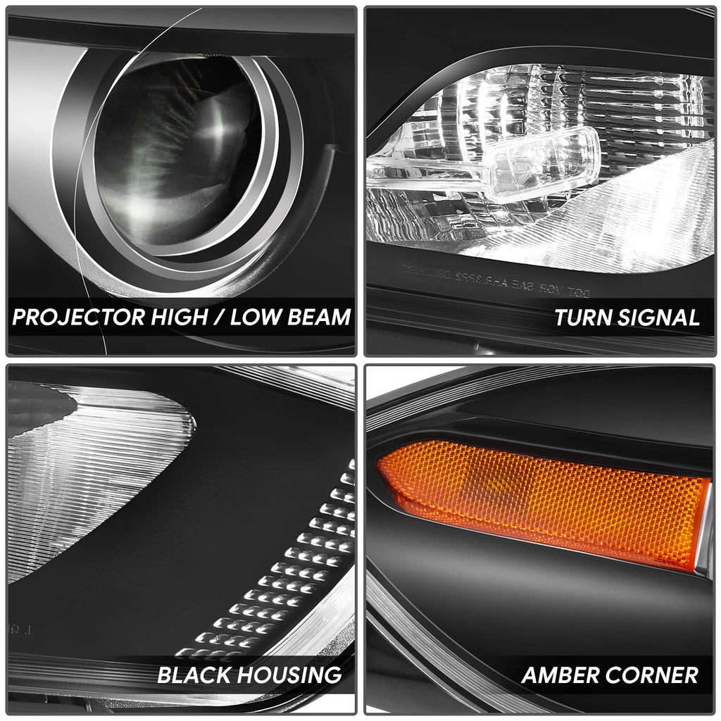 Headlight Lamp for Dodge Dart (2013–2016) Right Amber Black Housing