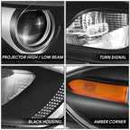 Headlight Lamp for Dodge Dart (2013–2016) Right Amber Black Housing