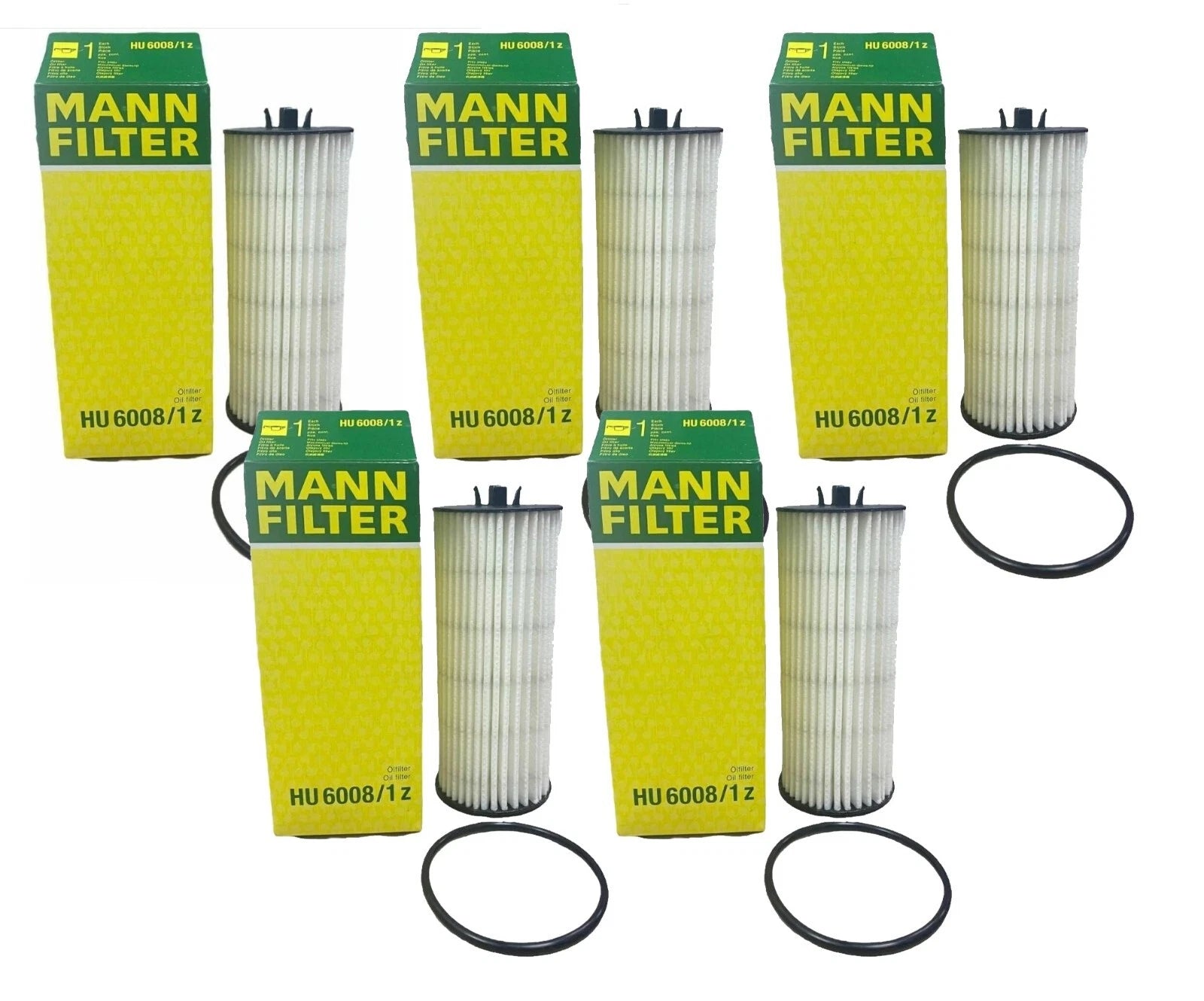 Set of 5 Engine Oil Filters HU 6008/1 for Aston Martin Mercedes-Benz