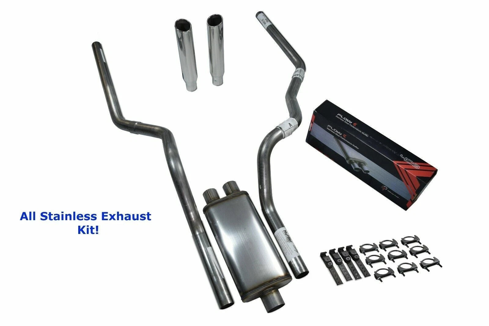 Dual Exhaust Kit for Ford F-150 (2004–2014) Stainless Steel Rolled Tip