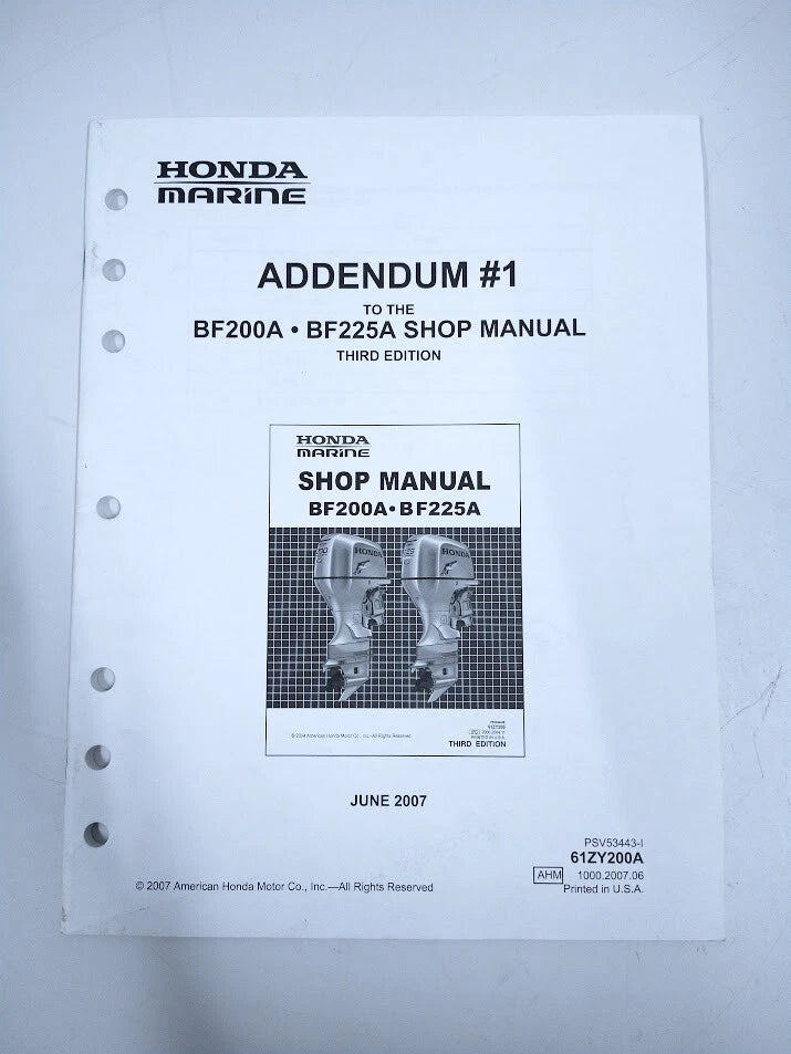 Honda Marine Shop Manual PSV53443-1, 61ZY200A (3rd Edition)