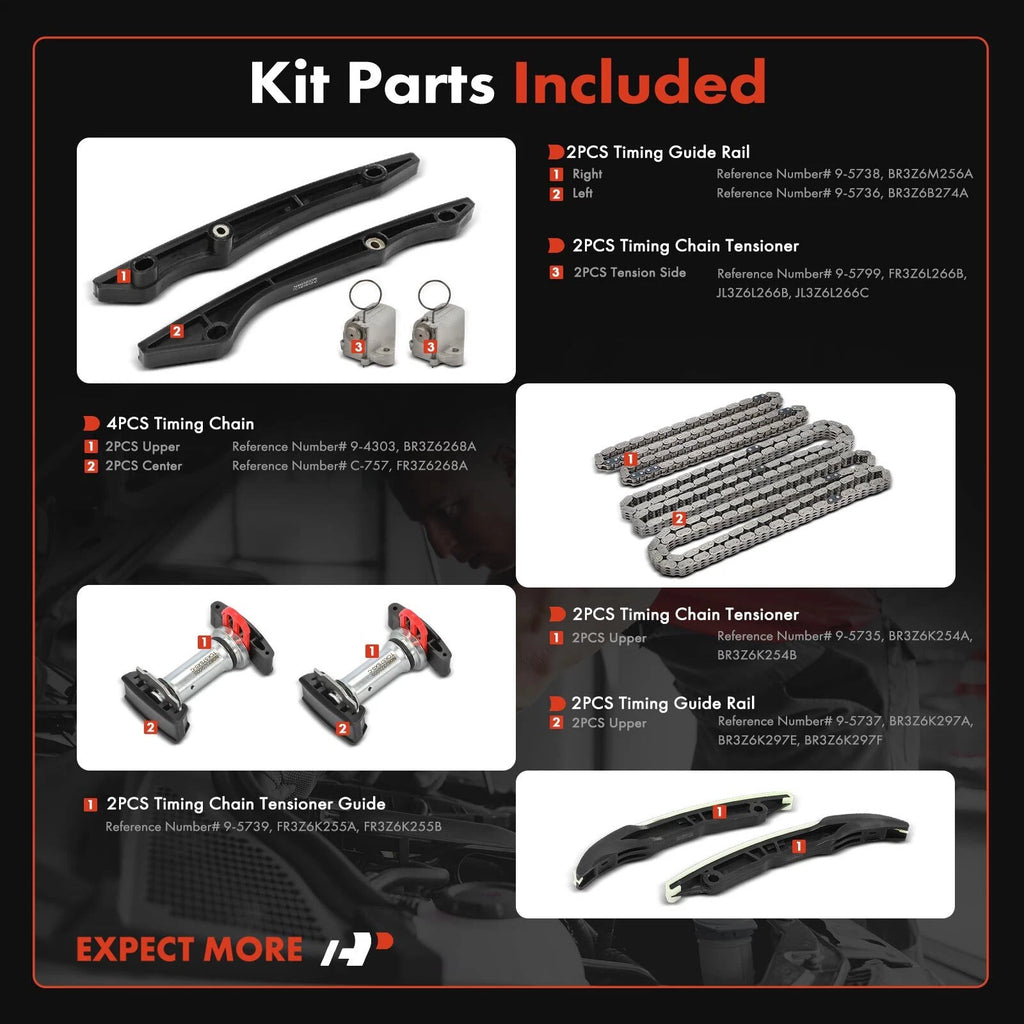 12X Timing Chain Kit for Ford Mustang F-150 (2015–2017) V8 5.0L