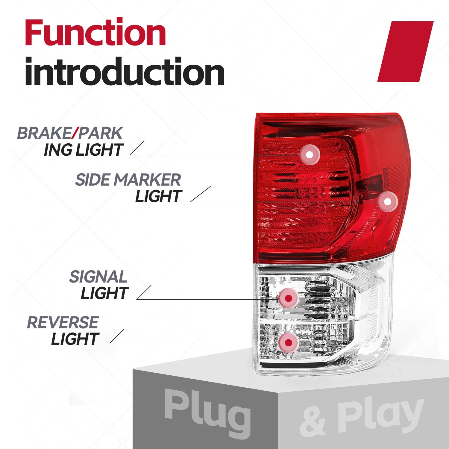 Tail Brake Light for Toyota Tundra Pickup (2010-2013) Right Passenger Side