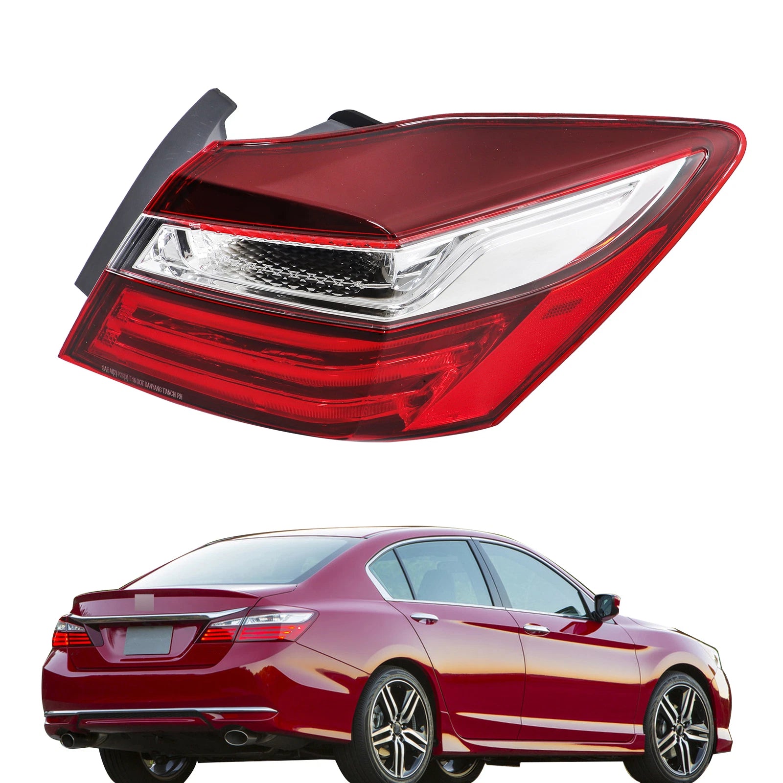Tail Light Assembly for Honda Accord (2016–2017) Rear Right Red Lens