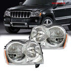 Set of 2 Halogen Headlights for Jeep Grand Cherokee (2005–2007)