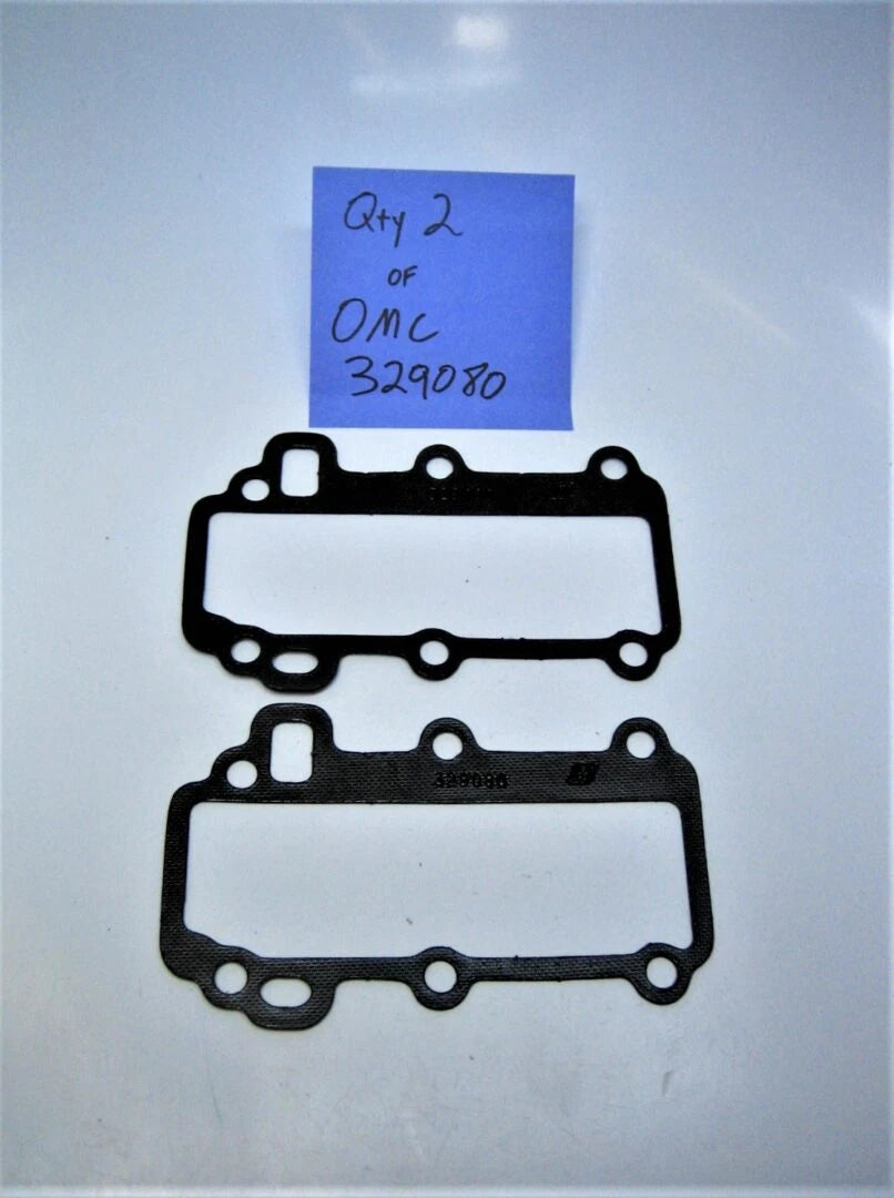 Set of 2 Exhaust Cover Gaskets for Evinrude Johnson Outboard (OMC 329080)