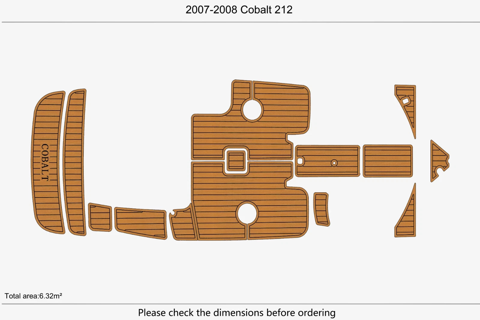 EVA Pads for Cobalt 212 Swim Platform Cockpit (2007) - Teak Deck Flooring Mat
