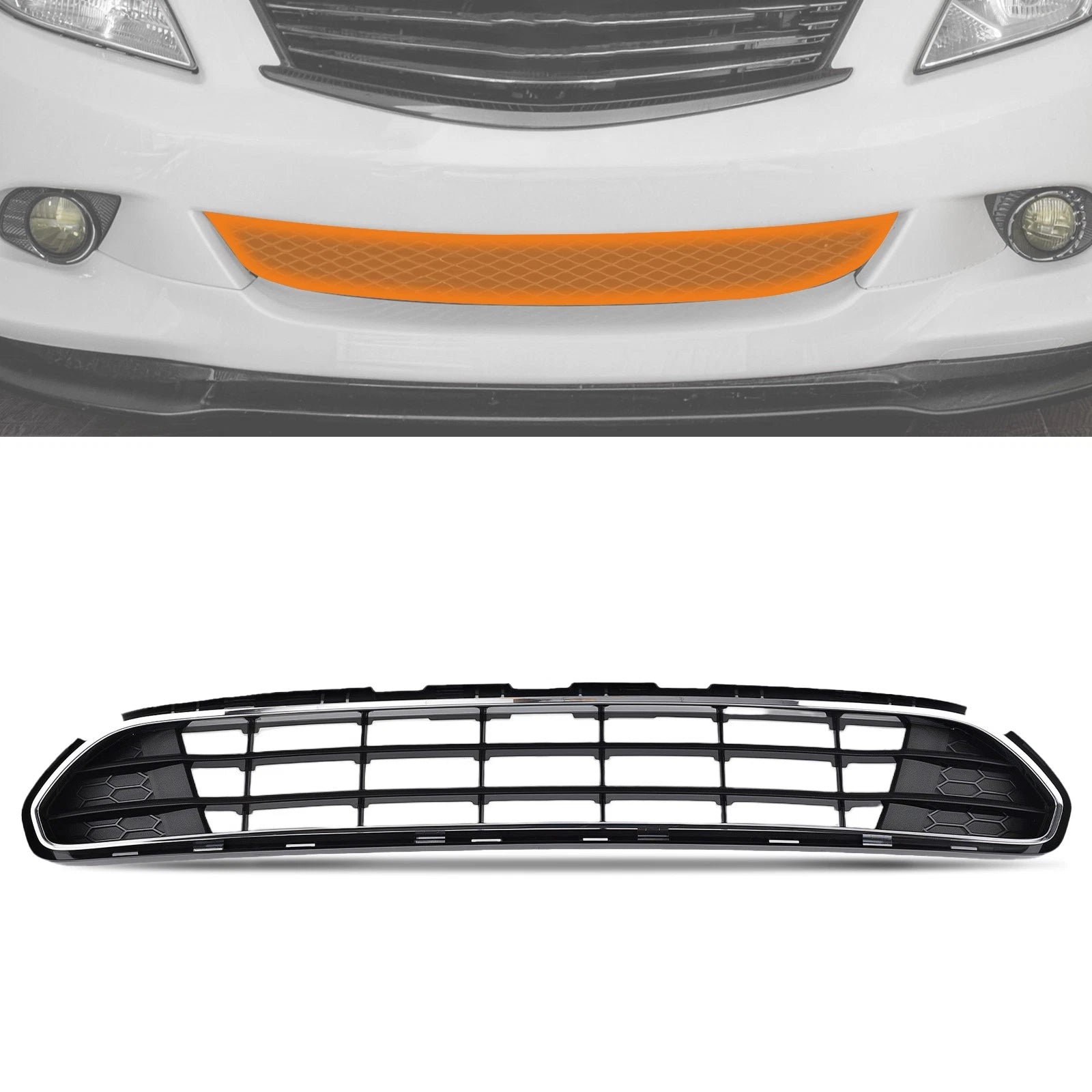 Set of 2 Front Bumper Lower Grilles with Chrome Trim for Ford Fusion (2010–2012)