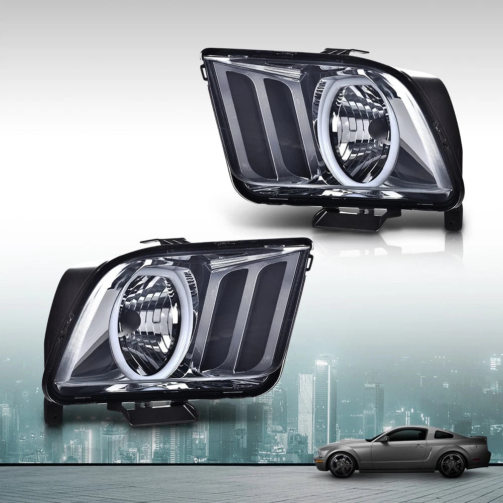 Smoke Lens LED Halo Headlights for Ford Mustang (2005–2009)