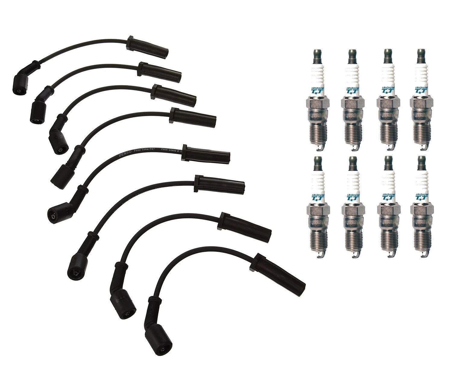 Denso 7mm Wire Set 8 Iridium TT Spark Plug Kit for Chevy GMC Hummer V8