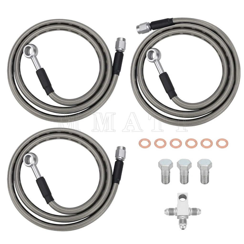 3X Front Brake Lines Kit for Arctic Cat ATV 400 DVX (2004) #3406-044 #3406-117
