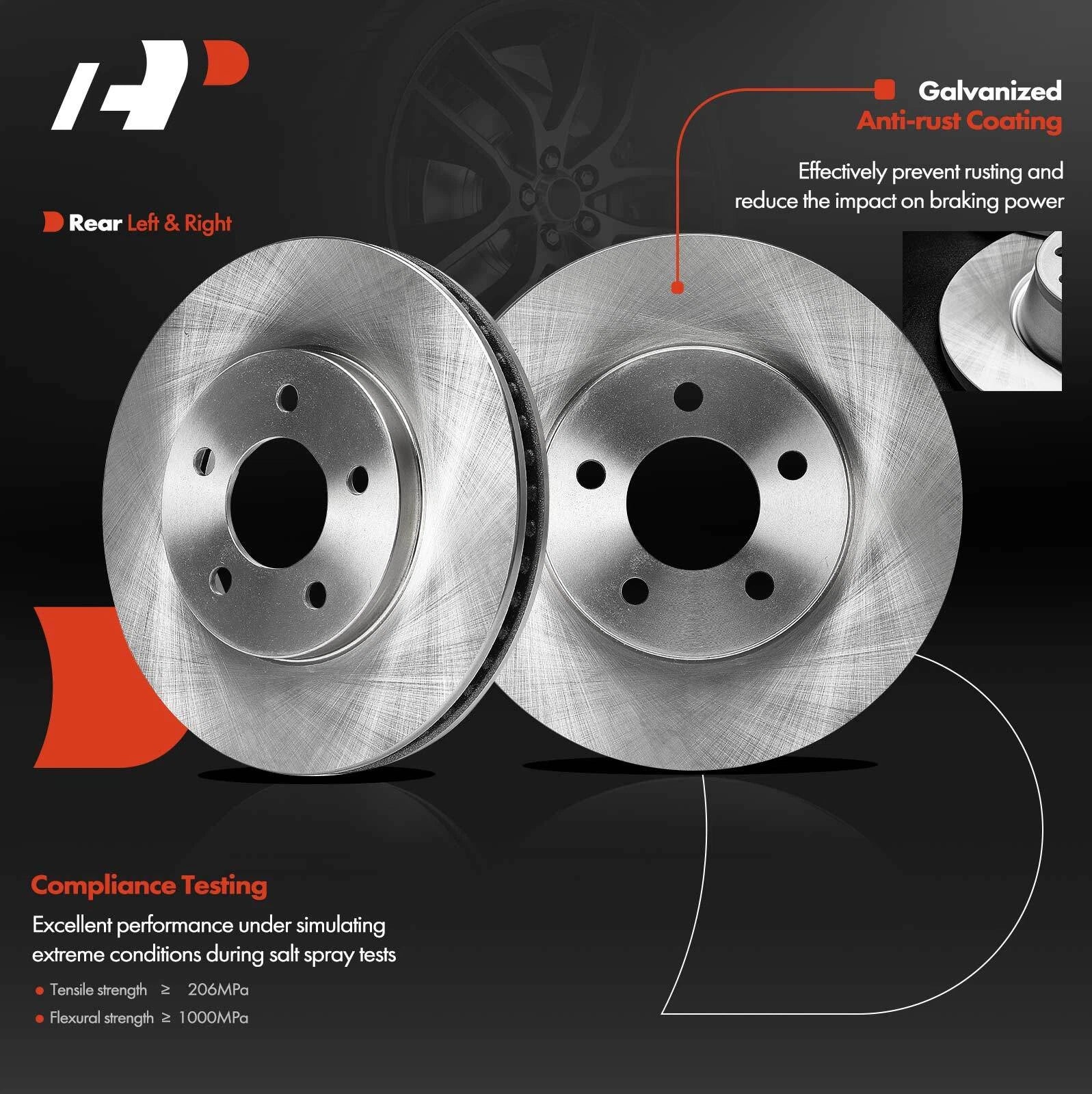 Front Disc Brake Rotors & Ceramic Pads for Ford Mustang (2005-2010)