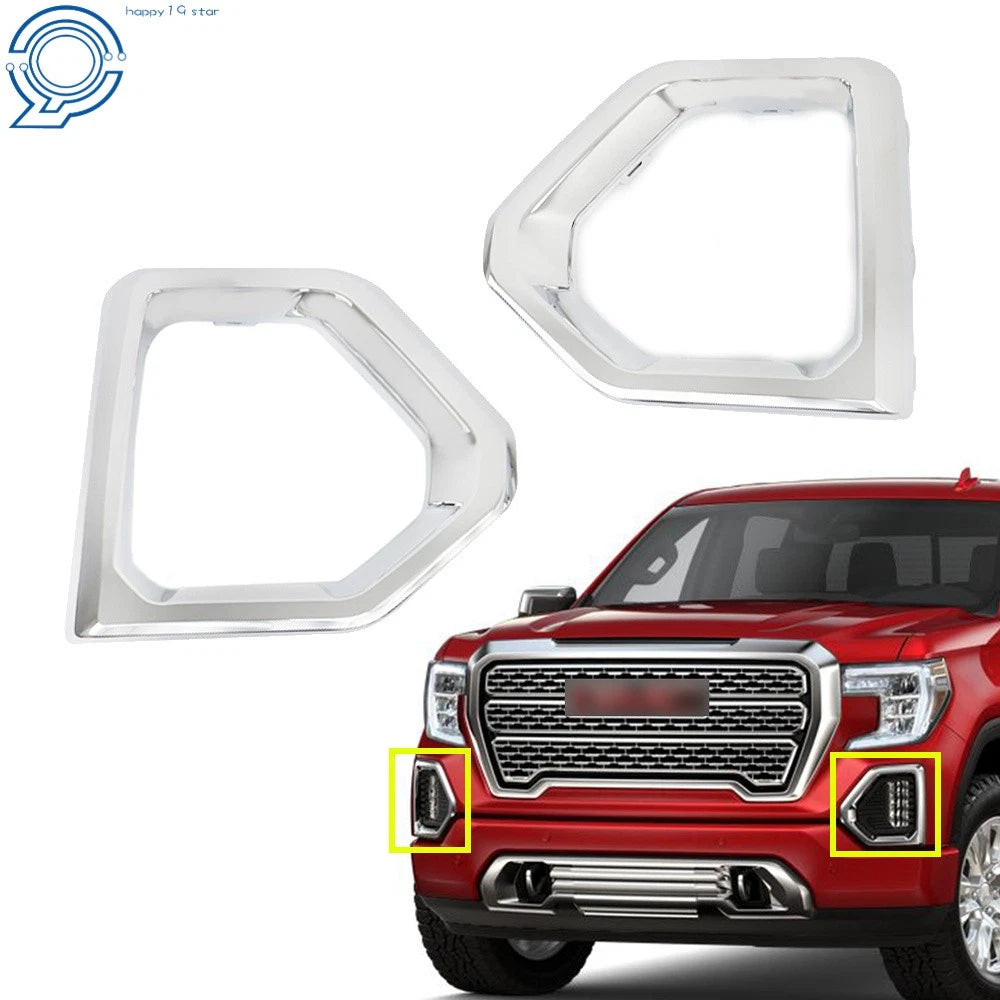 Set of 2 Chrome Fog Light Bezels for GMC Sierra 1500 Denali SLT (2019–2020)