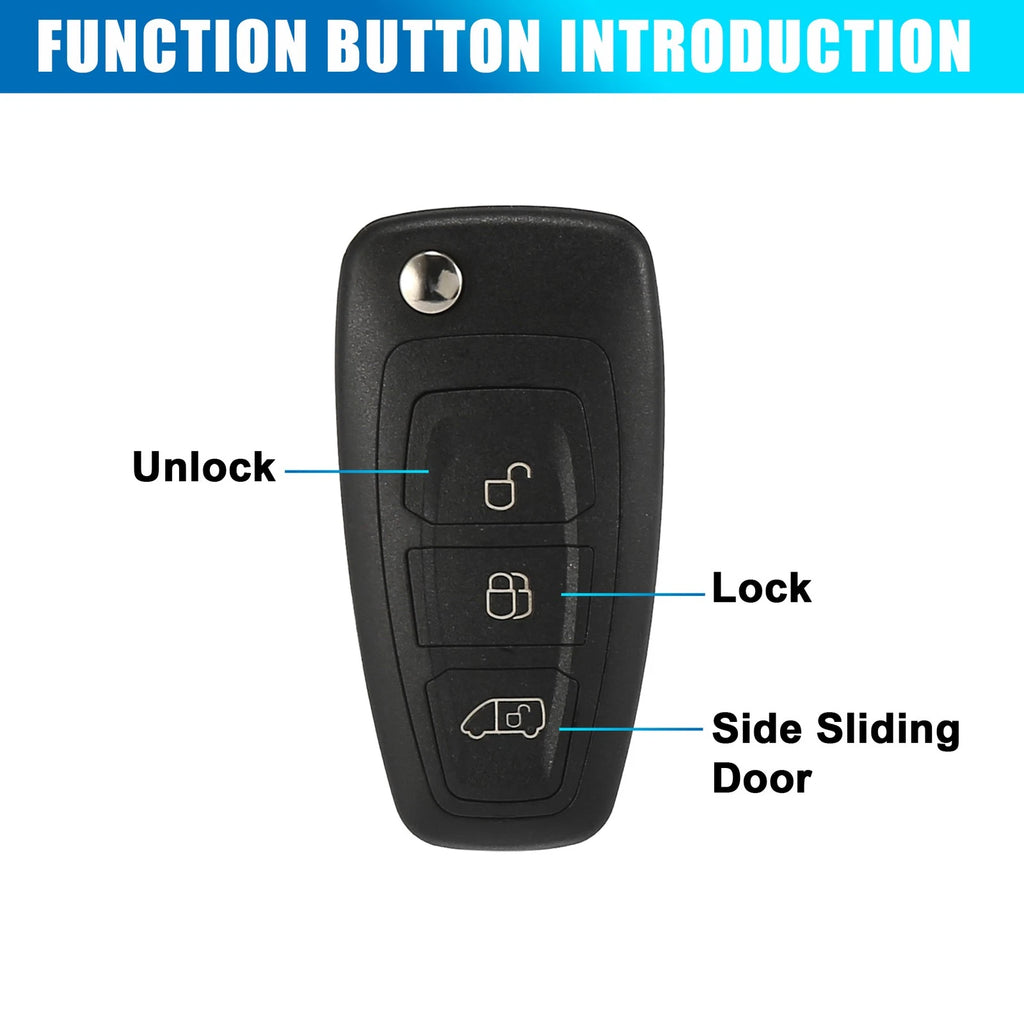 Key Fob Case Shell for Ford Transit, Transit Custom (2014–2023)