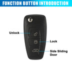 Key Fob Case Shell for Ford Transit, Transit Custom (2014–2023)